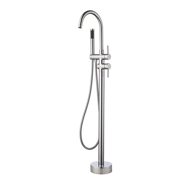 Flynama Chrome Single Handle Floor Mounted Tub Faucet