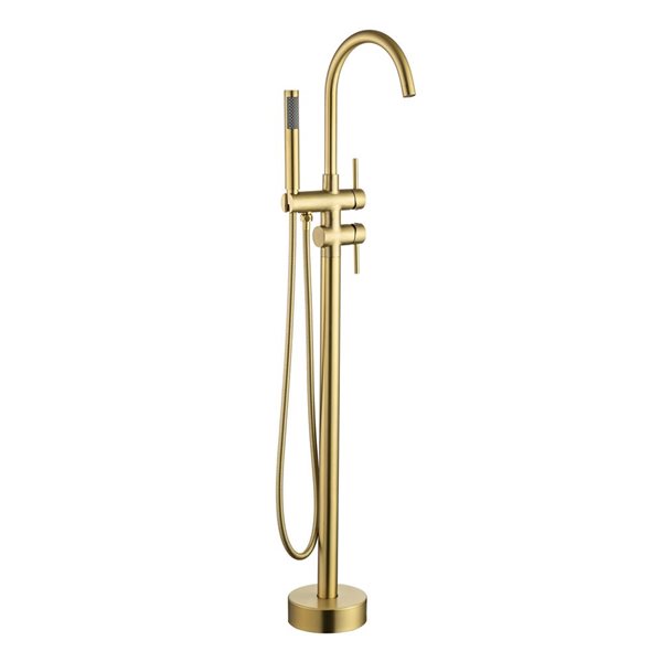 Flynama Brushed Gold Single Handle Floor Mounted Tub Faucet