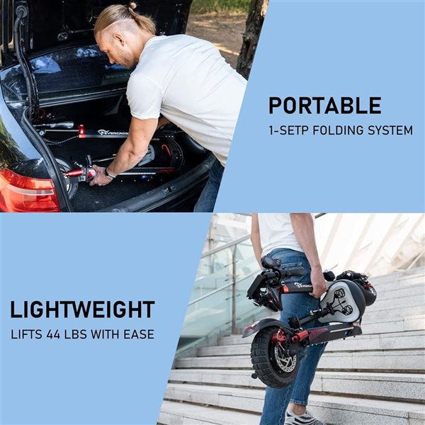 EVERCROSS H5 10-in Solid Tires Foldable Electric Scooter with Seat for Adults 800 W Motor - Up to 45-km/h and 40-km Range