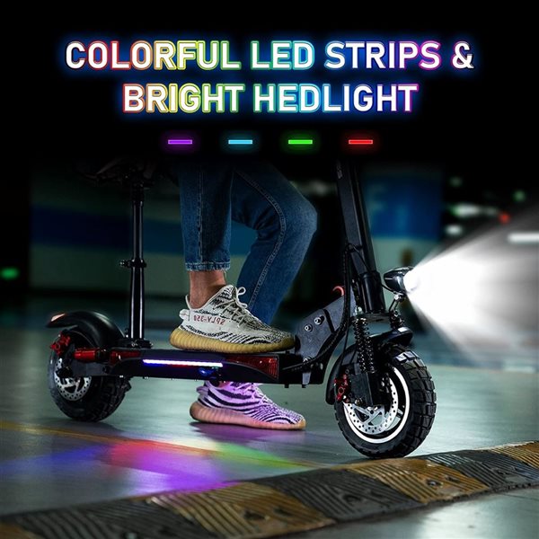 EVERCROSS H5 10-in Solid Tires Foldable Electric Scooter with Seat for Adults 800 W Motor - Up to 45-km/h and 40-km Range