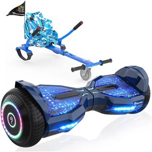 EVERCROSS EV2 6.5-in Hoverboard Self-Balancing Scooter with Seat Attachment Bluetooth Speaker for Kids/Adults - Blue