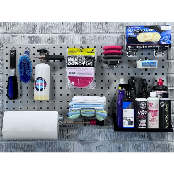 Triton Products 24 W x 42-1/2-in H Grey Epoxy Coated 18-Ga Steel Square Hole Pegboards with 63-Piece LocHook Assortment