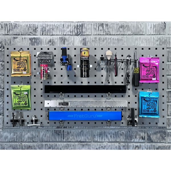 Triton Products 24 W x 42-1/2-in H Grey Epoxy Coated 18-Ga Steel Square Hole Pegboards with 63-Piece LocHook Assortment