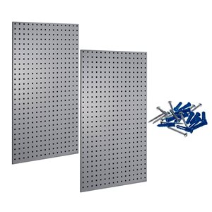 Triton Products 24 W x 42-1/2-in H Grey Epoxy Coated 18-Gauge Steel Square Hole Pegboards and Mounting Hardware - 2-Pack