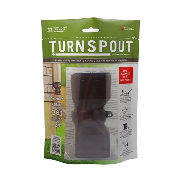 TurnSpout Directional 3 x 3-in Downspout Connector - Chestnut