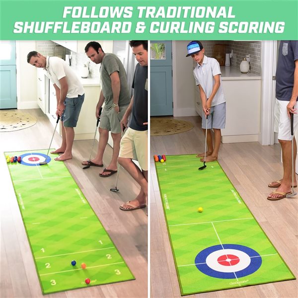 GoSports Pure Putt Challenge Curling and Shuffleboard 2-in-1 Game