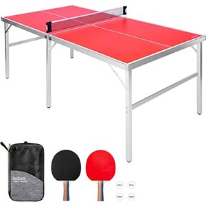 GoSports MidSize Indoor/Outdoor Table Tennis Game Set - Red