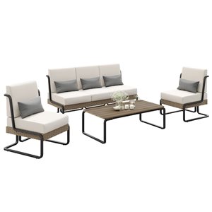 Sirio Plumeria 4-Piece Beige Conversation Set