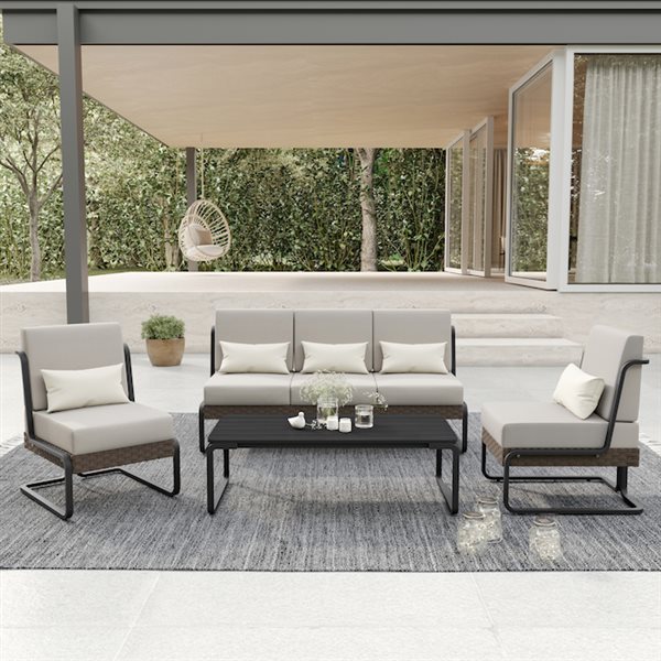 Ensemble de conversation Plumeria par Sirio gris 4 pièces