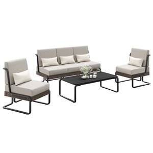 Sirio Plumeria 4-Piece Light Grey Conversation Set