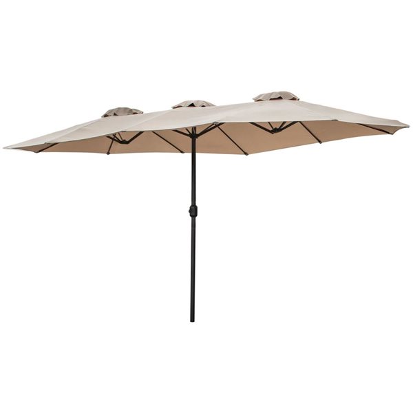 Northlight 15-ft Beige Outdoor Patio Market Umbrella with Hand Crank