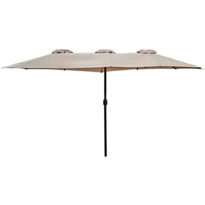 Northlight 15-ft Beige Outdoor Patio Market Umbrella with Hand Crank