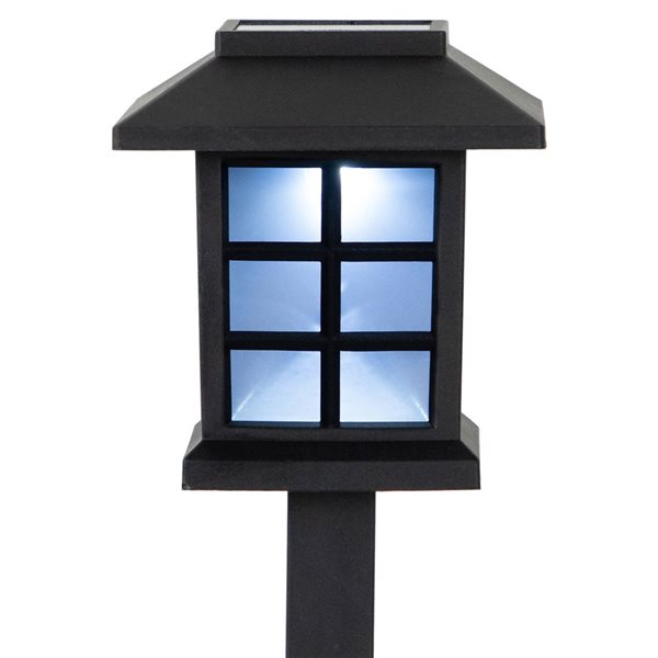 Northlight Set of 8 14.25-in Black Lantern Style Solar Powered LED Pathway Markers