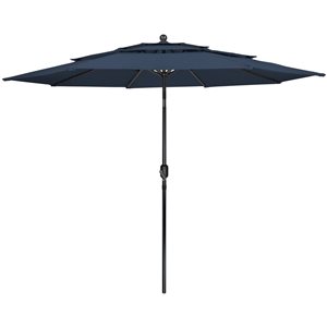 Northlight 9.75-ft Navy Blue Outdoor Patio Market Umbrella with Hand Crank and Tilt