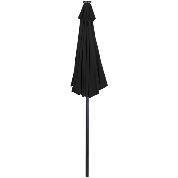 Northlight 9 Ft Black Solar Lighted Outdoor Patio Market Umbrella With Hand Crank And Tilt 0988