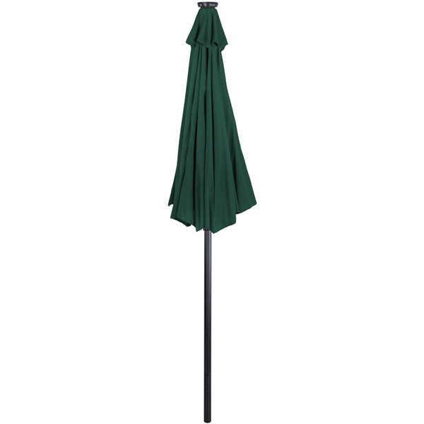 Northlight 9-ft Hunter Green Solar Lighted Outdoor Patio Market Umbrella with Hand Crank and Tilt