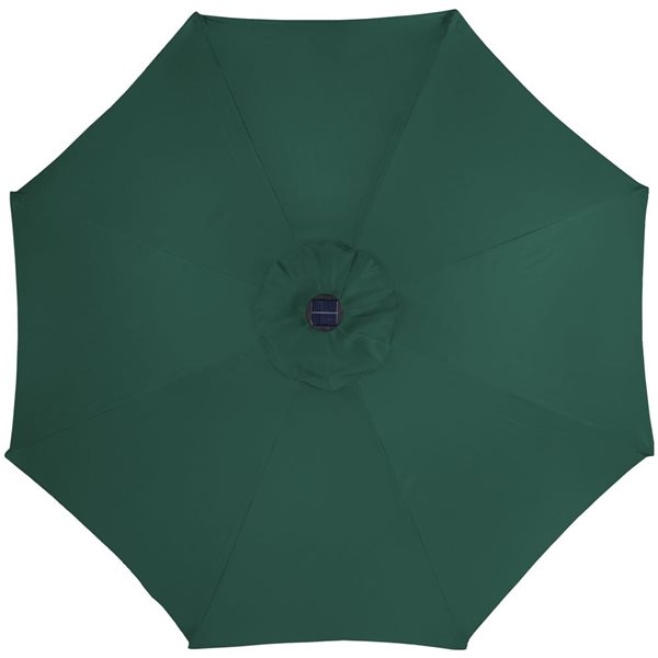 Northlight 9-ft Hunter Green Solar Lighted Outdoor Patio Market Umbrella with Hand Crank and Tilt