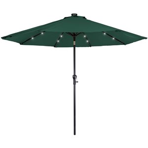 Northlight 9-ft Hunter Green Solar Lighted Outdoor Patio Market Umbrella with Hand Crank and Tilt