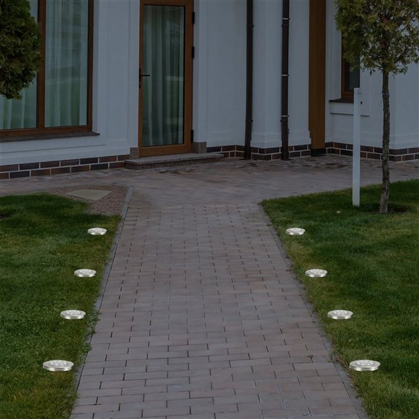 Northlight Set of 8 5-in Stainless Steel Round Solar Powered LED Pathway Markers