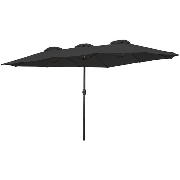 Northlight 15-ft Black Outdoor Patio Market Umbrella with Hand Crank