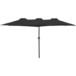 Northlight 15-ft Black Outdoor Patio Market Umbrella with Hand Crank