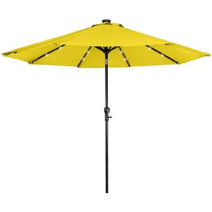 Northlight 9-ft Yellow Solar Lighted Outdoor Patio Market Umbrella with Hand Crank and Tilt