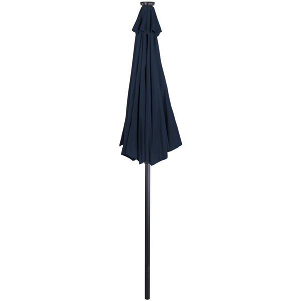 Northlight 9-ft Navy Blue Solar Lighted Outdoor Patio Market Umbrella with Hand Crank and Tilt