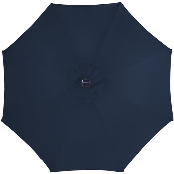 Northlight 9-ft Navy Blue Solar Lighted Outdoor Patio Market Umbrella with Hand Crank and Tilt