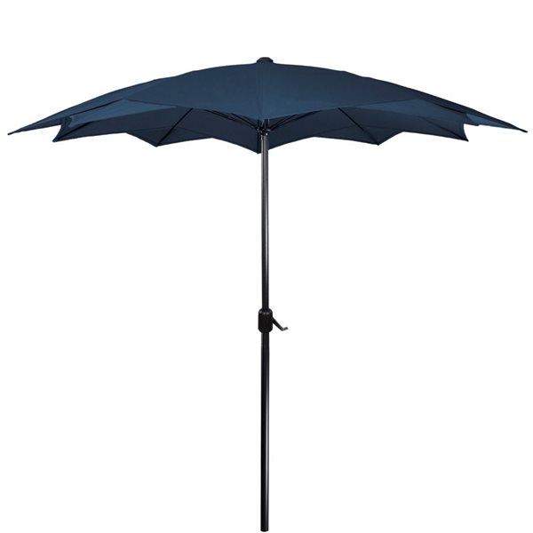 Northlight 8.5-ft Navy Blue Outdoor Patio Lotus Umbrella with Hand Crank