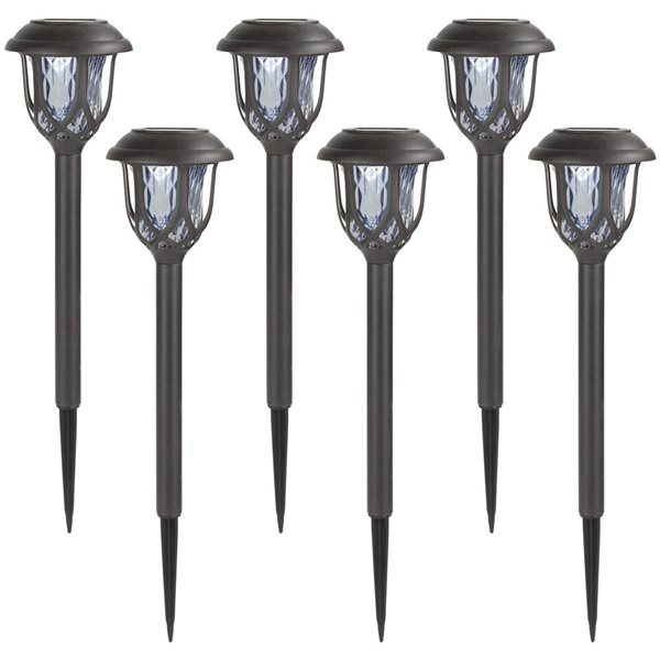 Northlight Set of 6 16.25-in Black Lantern Style Solar Powered LED Pathway Markers