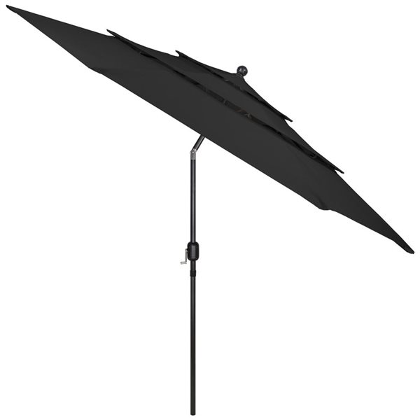 Northlight 9.75-ft Black Outdoor Patio Market Umbrella with Hand Crank and Tilt