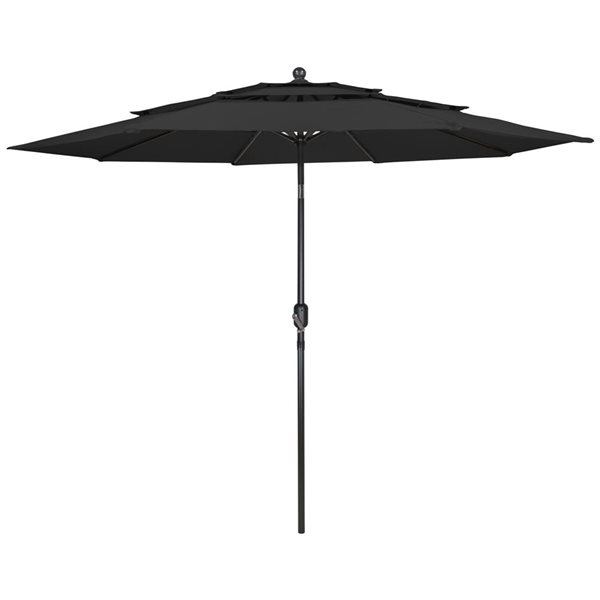 Northlight 9.75-ft Black Outdoor Patio Market Umbrella with Hand Crank and Tilt