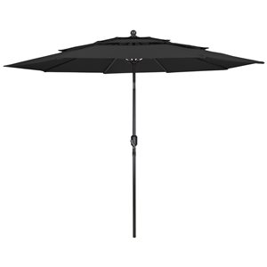 Northlight 9.75-ft Black Outdoor Patio Market Umbrella with Hand Crank and Tilt