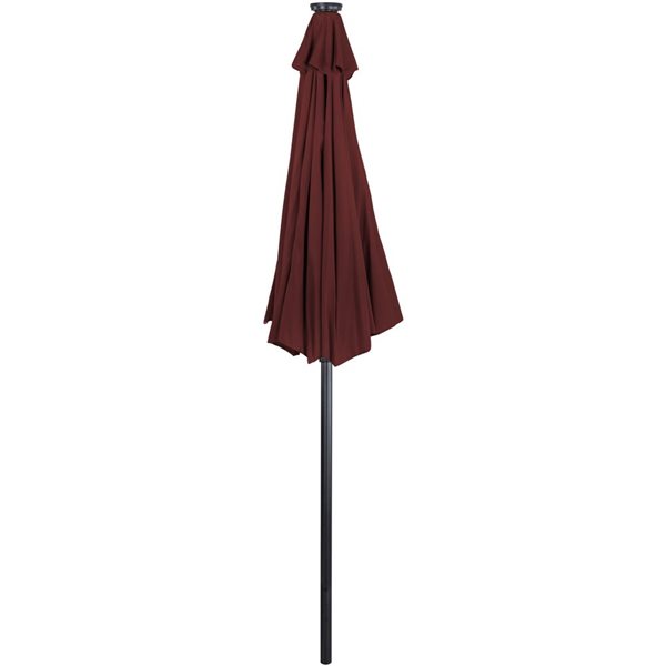 Northlight 9-ft Burgundy Solar Lighted Outdoor Patio Market Umbrella with Hand Crank and Tilt