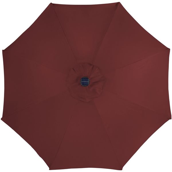 Northlight 9-ft Burgundy Solar Lighted Outdoor Patio Market Umbrella with Hand Crank and Tilt