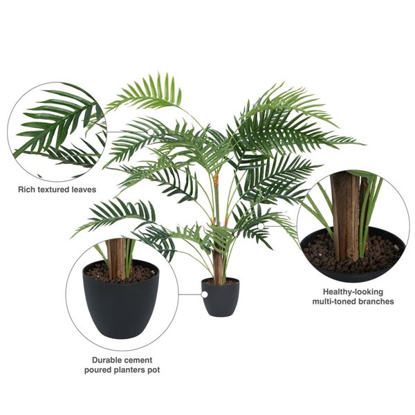 Vickerman 35-in Artificial Potted Fern Palm Real Touch Leaves