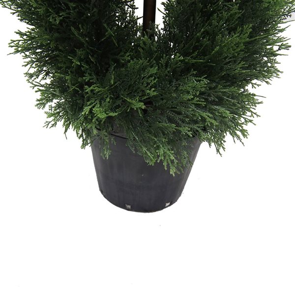 Vickerman 4-ft Artificial Green Cedar Double Spiral Topiary in Black Plastic Pot