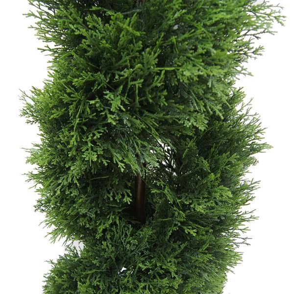 Vickerman 4-ft Artificial Green Cedar Double Spiral Topiary in Black Plastic Pot