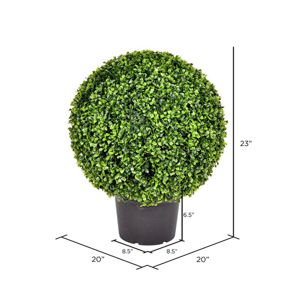 Vickerman 20-in Artificial Potted Green Boxwood Ball