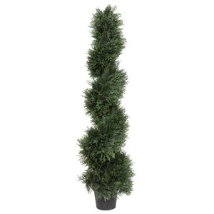 Vickerman 4-ft Artificial Potted Green Cedar Spiral Tree