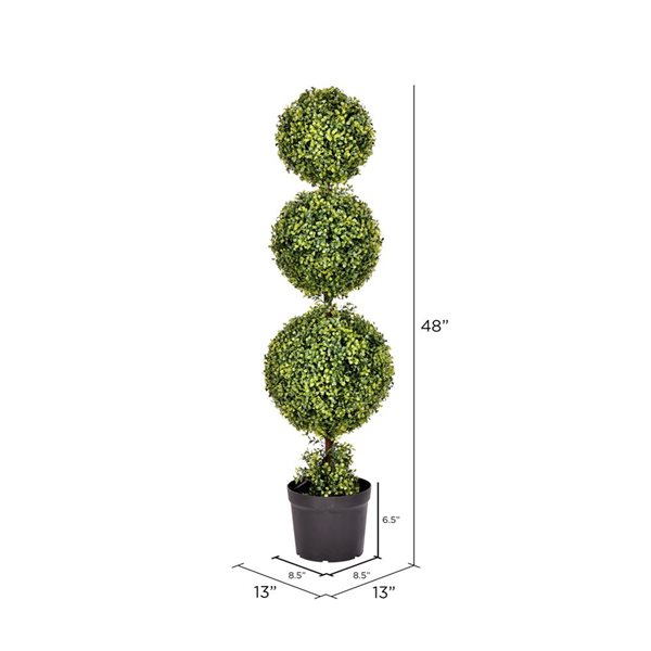 Vickerman 4-ft Artificial Potted Triple Ball Green Boxwood Topiary