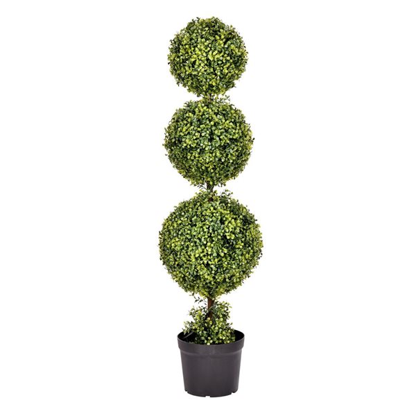 Vickerman 4-ft Artificial Potted Triple Ball Green Boxwood Topiary