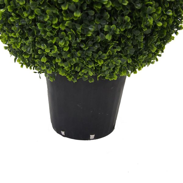 Vickerman 36-in Artificial Boxwood Teardrop Shaped Bush in Black Plastic Pot