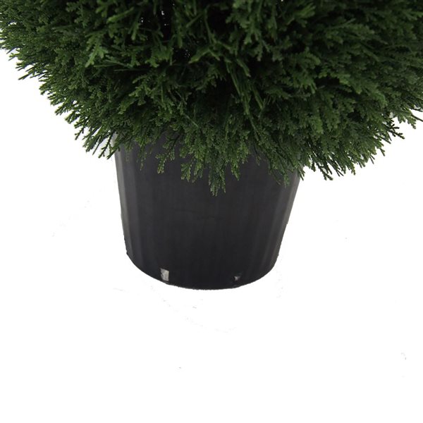 Vickerman 36-in Artificial Cedar Teardrop Shaped Bush in Black Plastic Pot