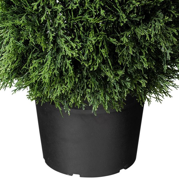 Vickerman 36-in Artificial Cedar Teardrop Shaped Bush in Black Plastic Pot