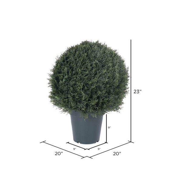 Vickerman 20-in Artificial UV Resistant Pond Cypress Topiary in Two Tone Green Pot