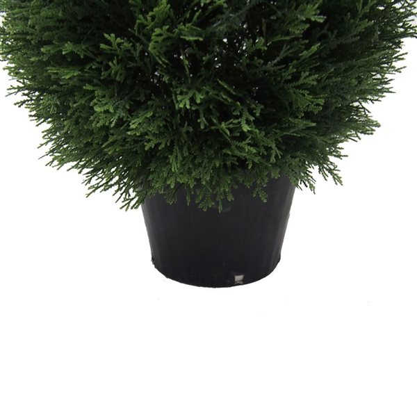 Vickerman 24-in Artificial Cedar Teardrop Shaped Bush in Black Plastic Pot