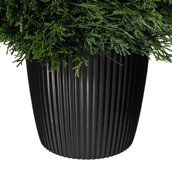 Vickerman 24-in Artificial Cedar Teardrop Shaped Bush in Black Plastic Pot