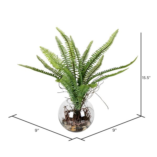 Vickerman 15.5-in Artificial Green Fern in Glass Pot