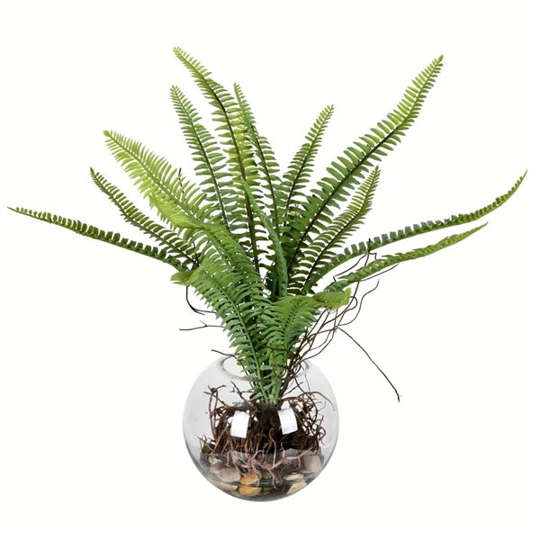 Vickerman 15.5-in Artificial Green Fern in Glass Pot